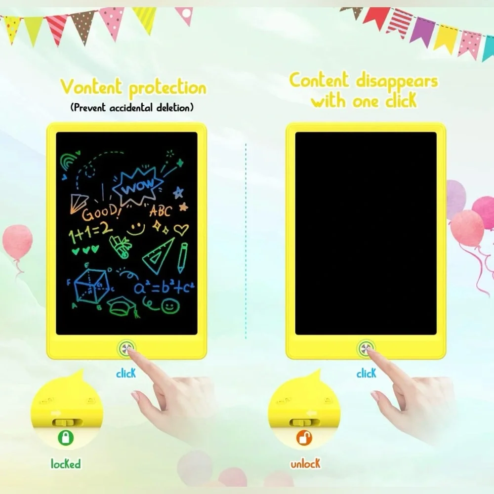 LCD Writing Drawing Tablet 12.5” Doodle Board Pad Toy Colorful Yellow NEW in Box